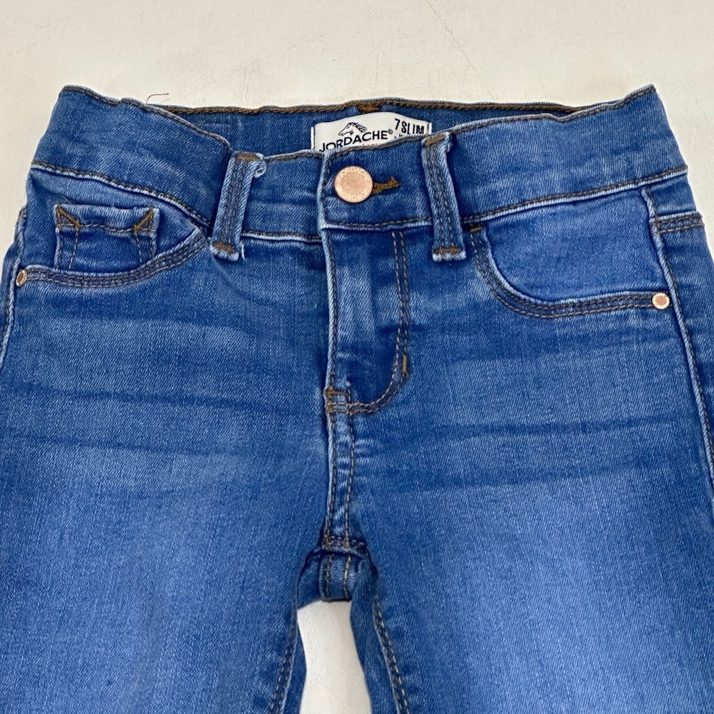 Jordache Girls' Blue Skinny‎ Jeans Size 7 Slim Adjustable Waist Denim